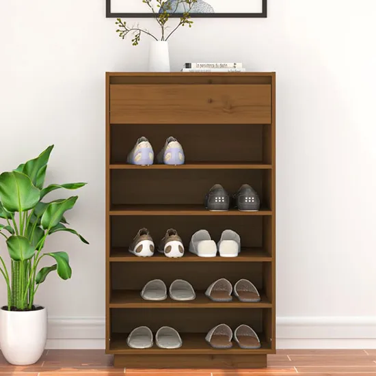 Ochoa Shoe Storage Rack - Honey Brown, Solid Pine product