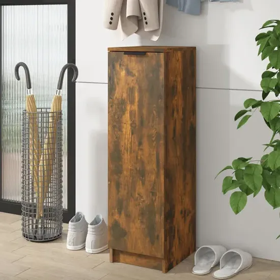 Octave Shoe Storage Cabinet with Door - Smoked Oak, Engineered Wood product
