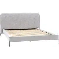 Odense King Size Bed Frame with Black Legs - Natural, Fabric