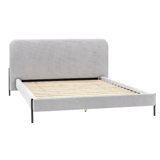 Odense King Size Bed Frame with Black Legs - Natural, Fabric image