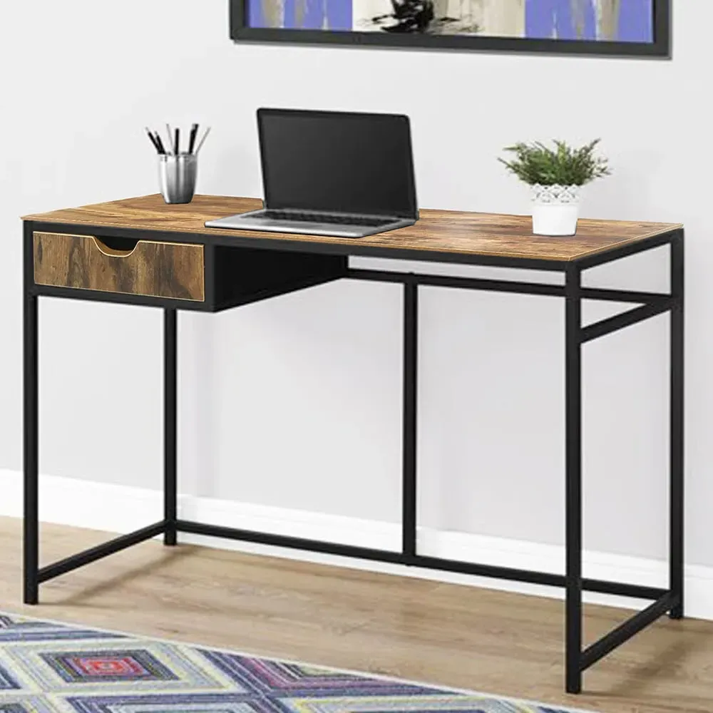 Odenton Laptop Desk with 1 Drawer - Nutmeg, Black