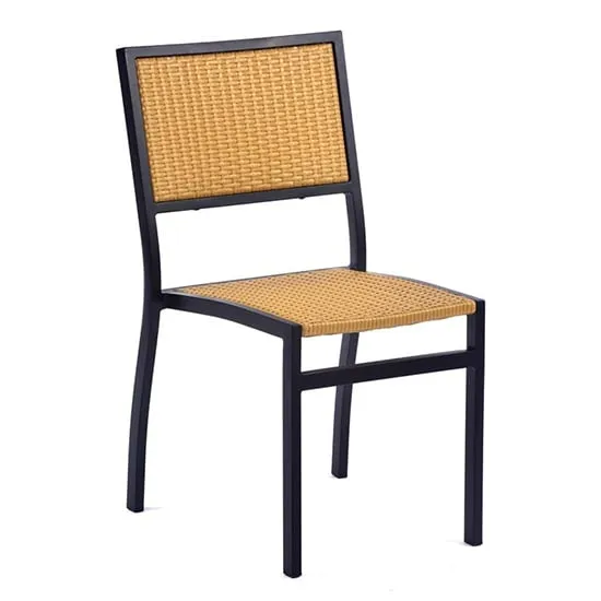 Oderico Outdoor Side Chair - Black, Teak Rattan