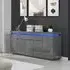Odessa Large Sideboard with LED - Grey, High Gloss
