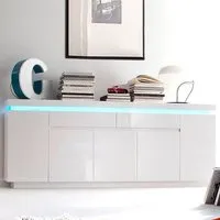 Odessa Large Sideboard with LED - White, High Gloss
