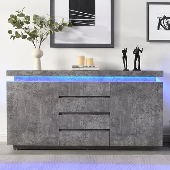 Odessa Sideboard with LED - Concrete Effect, MDF image