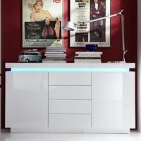 Odessa Sideboard with LED - White, High Gloss