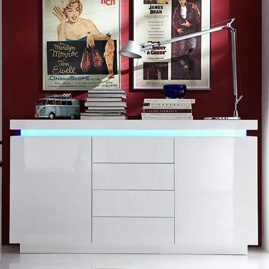 Odessa Sideboard with LED - White, High Gloss