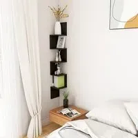 Odierne Corner Wall Shelf - Black, Engineered Wood