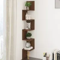 Odierne Corner Wall Shelf - Brown Oak, Engineered Wood