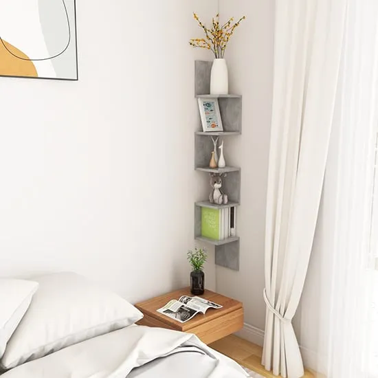 Odierne Corner Wall Shelf - Concrete Effect, Engineered Wood