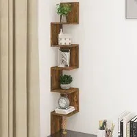 Odierne Corner Wall Shelf - Smoked Oak, Engineered Wood