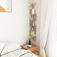 Odierne Corner Wall Shelf - Sonoma Oak, Engineered Wood alternate view