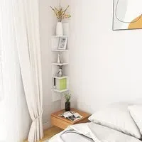 Odierne Corner Wall Shelf - White, Engineered Wood