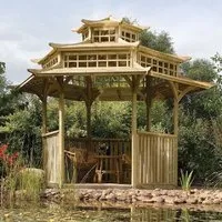 Ogbourne Wooden Garden Pagoda Gazebo - Natural alternate view