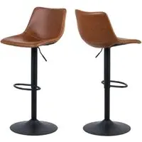 Ogden Bar Stools In Pair - Brown, Leather