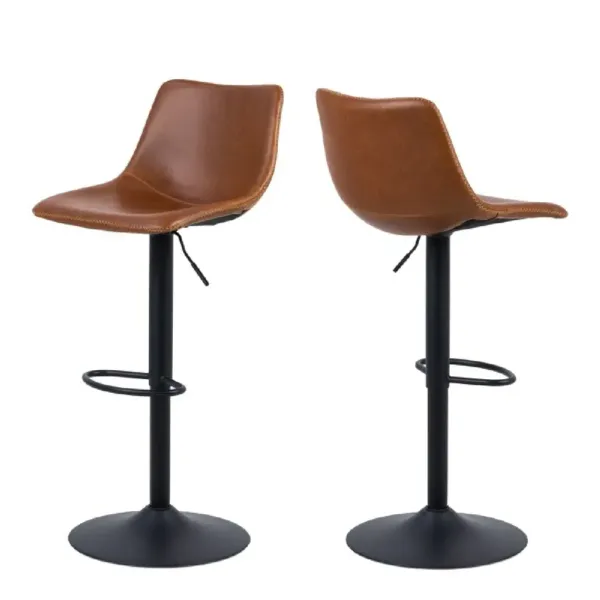 Ogden Bar Stools In Pair - Brown, Leather product