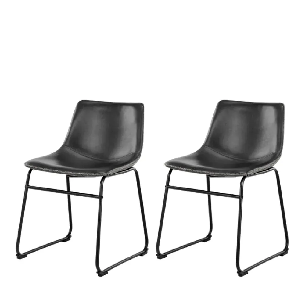 Ogden Dining Chairs - Black, Leather