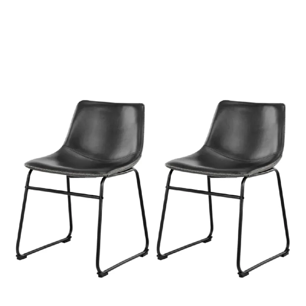 Ogden Dining Chairs in Pair - Black, Faux Leather product