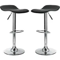 Ohioan Bar Stools with Chrome Base - Black, Leather