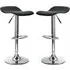 Ohioan Bar Stools with Chrome Base - Black, Leather