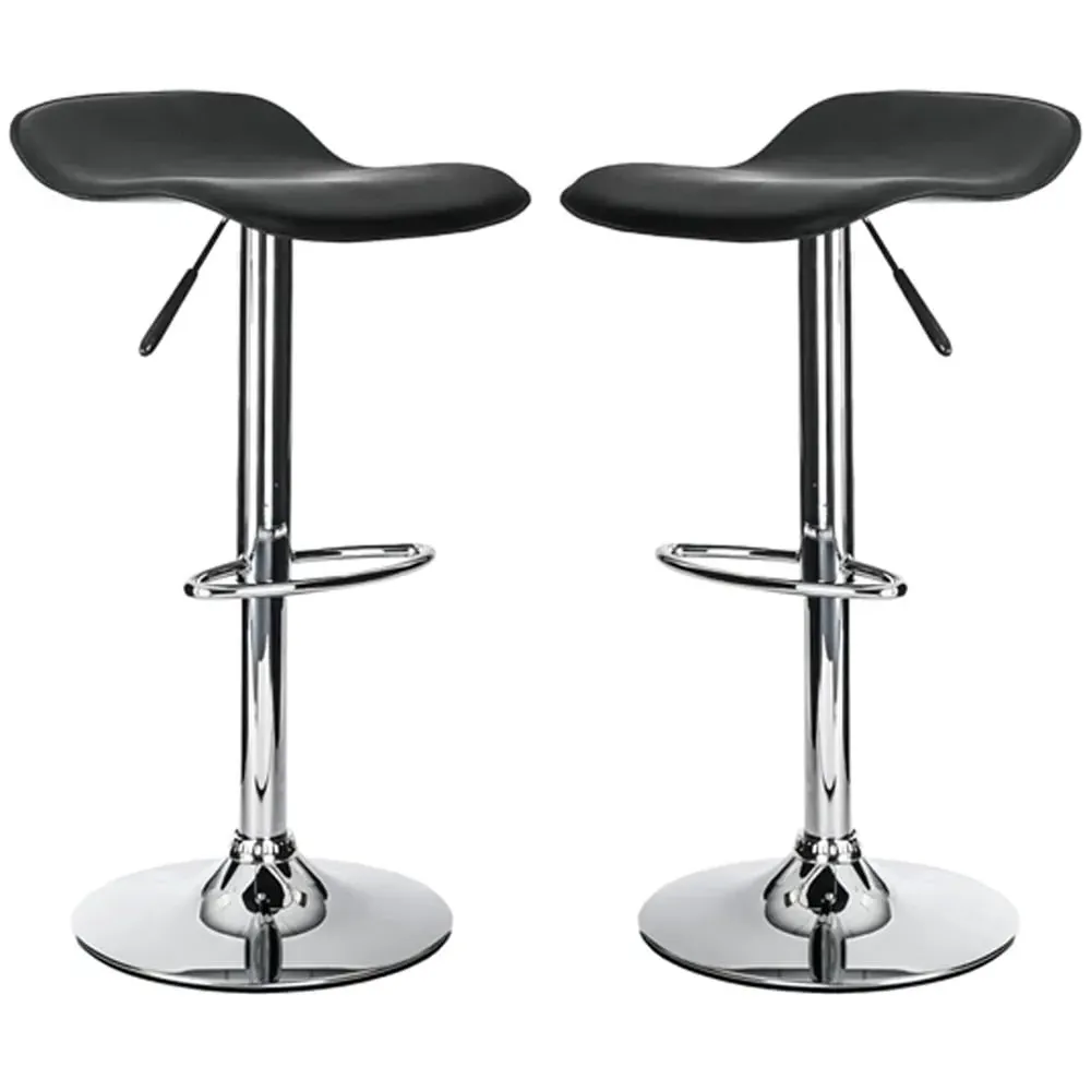 Ohioan Bar Stools with Chrome Base - Black, Leather image