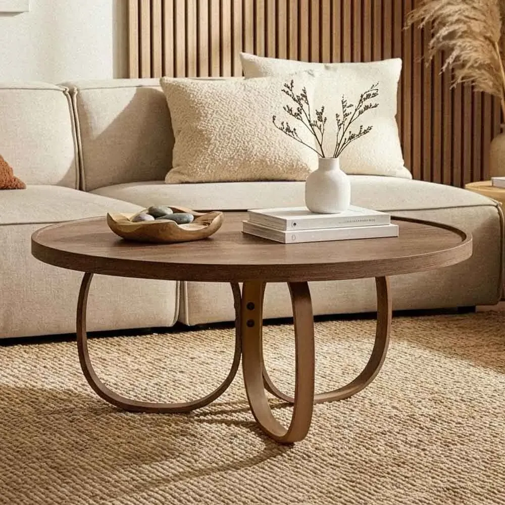 Oita Round Coffee Table - Walnut, Solid Wood product