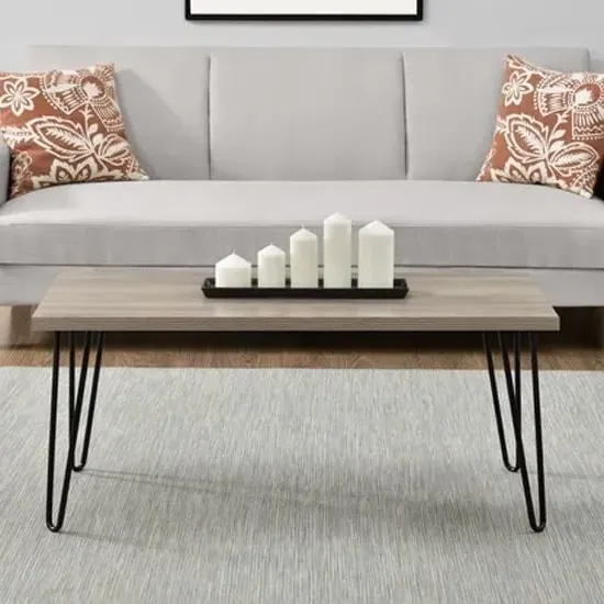 Ojai Coffee Table with Black Legs - Rustic Oak