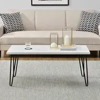 Ojai Coffee Table with Black Legs - White