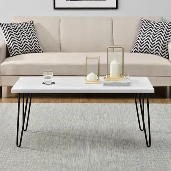 Ojai Coffee Table with Black Legs - White