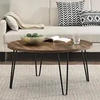 Ojai Round Coffee Table with Black Legs - Florence Walnut