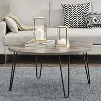 Ojai Round Coffee Table with Black Legs - Grey Oak