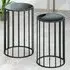 Ojai Round Side Tables Set of 2 with Metal Frame - Black
