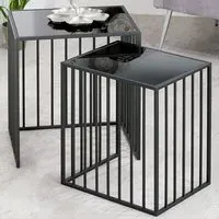Ojai Side Tables Set of 2 with Metal Frame - Black