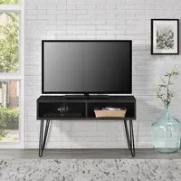 Ojai TV Stand with Black Legs - Black, Wood