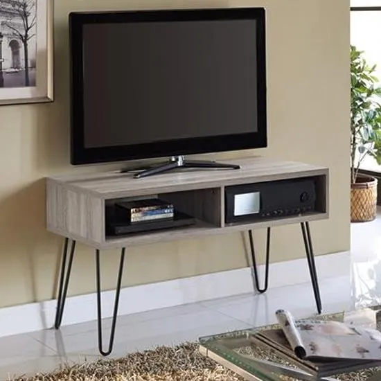 Ojai TV Stand with Black Legs - Grey, Wood