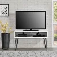 Ojai TV Stand with Black Legs - White, Wood