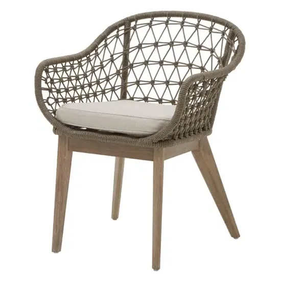 Okala Woven Accent Chair - Grey, Natural Wood image