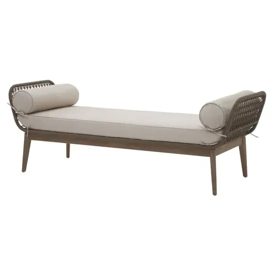 Okala Woven Day Bed - Grey, Natural Wood