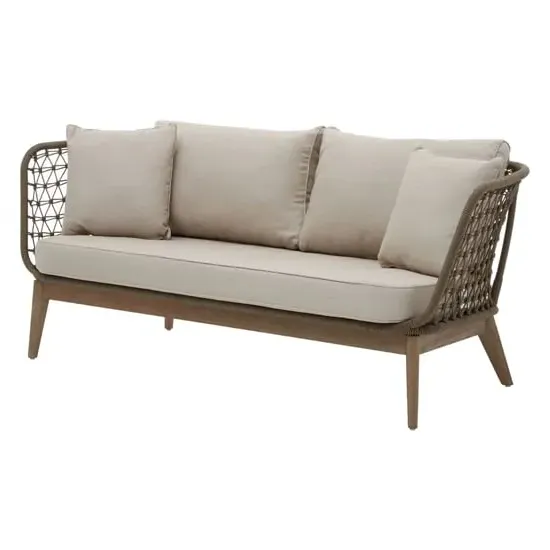 Okala Woven Rope 2-Seater Sofa - Grey, Eucalyptus Wood