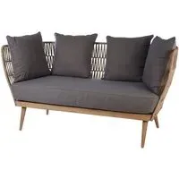 Okala Woven Rope 3-Seater Sofa - Dark Grey, Eucalyptus Wood