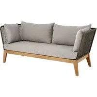 Okala Woven Rope 3-Seater Sofa - Light Grey, Eucalyptus Wood