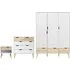 Okla Wooden Bedroom Set with 3-Door Wardrobe - White, Oak