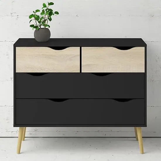 Oklo Chest of 4 Drawers - Black, Oak