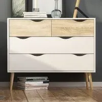 Oklo Chest of 4 Drawers - White, Oak