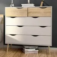 Oklo Chest of 5 Drawers - White, Oak