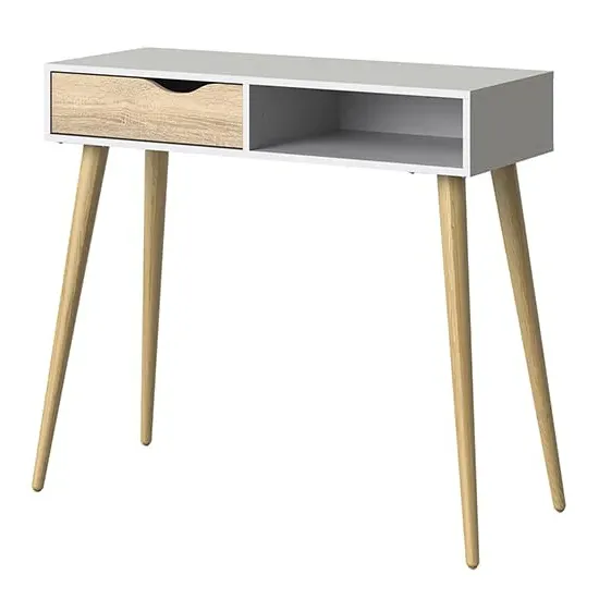 Oklo Console Table with Drawer - White, Oak