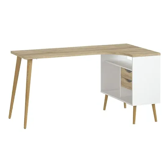 Oklo Laptop Desk with 2 Drawers - White, Oak