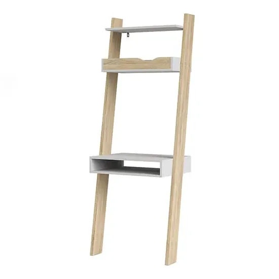 Oklo Leaning Laptop Desk - White, Oak