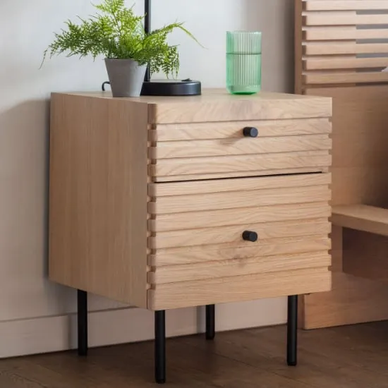Okonma Bedside Cabinet with Metal Legs - Oak image