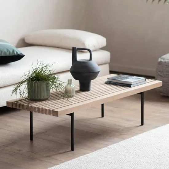 Okonma Coffee Table with Metal Legs - Oak
